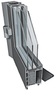 Obrázok PE78N Trojkomorový, tepelne izolovaný systém určený pre dverné konštrukcie.