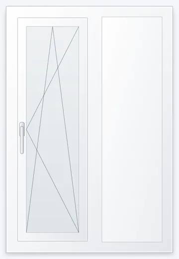 Skladové plastové okno s výplňovým panelom SK-08, 1030 × 1520 mm, biele – pohľad zvnútra