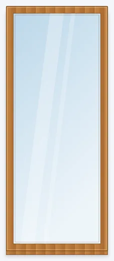 Skladové pevné zasklenie FIX SK-10, 950 × 2330 mm, zlatý dub – pohľad zvnútra