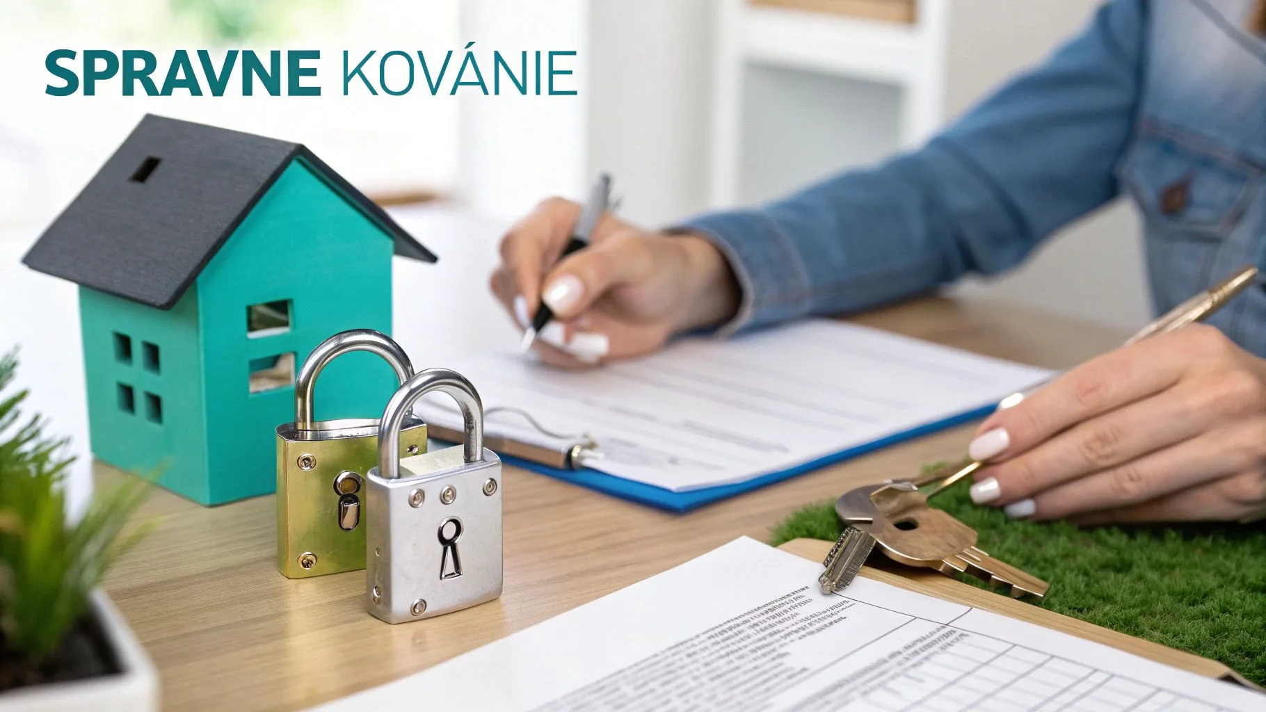 Pohľad na detail kovania a kľučky na plastových dverách
